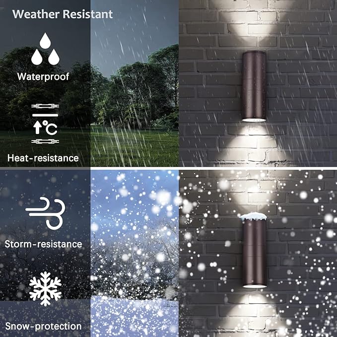 Dusk to Dawn Outdoor Lighting, Modern Up Down Porch Lights Outdoor Cylinder - Image 5