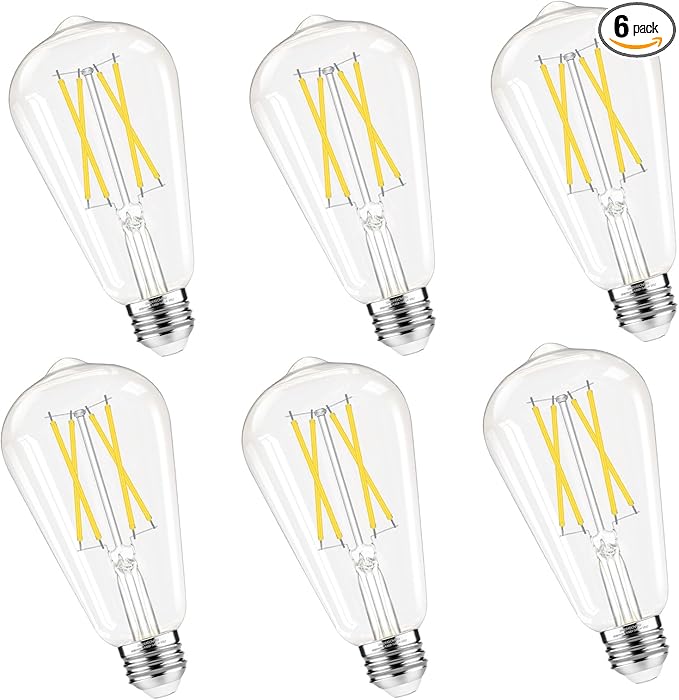 Dimmable Edison Bulbs, 4000K Daylight White, 6W Equivalent to 60 watt E26 LED by GvvooHome