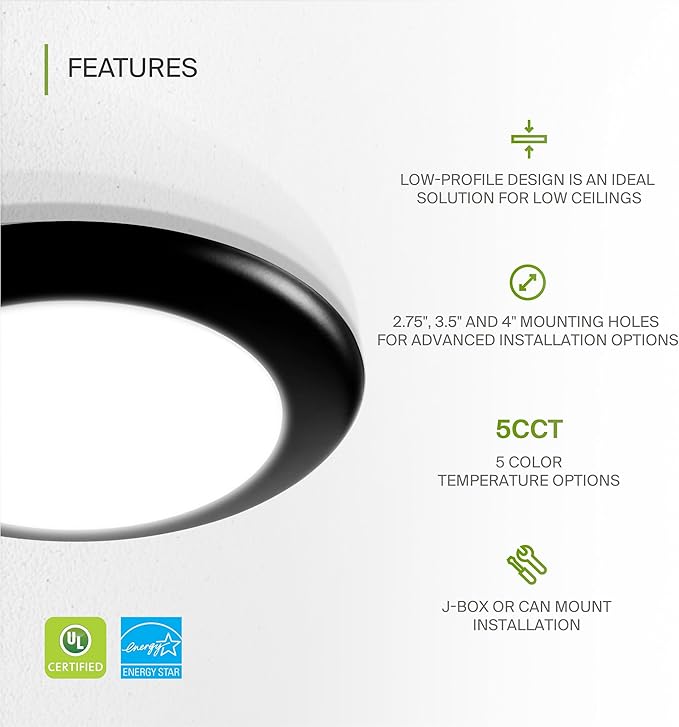 ASD 12 Pack LED Disk Lights 6 Inch, 15W 5CCT 2700K-5000K 1245LM CRI90+ - Image 3