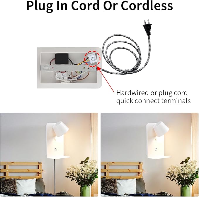 Modern LED Plug in Wall Sconce, Dimmable Wireless Wall Light Fixtures - Image 6