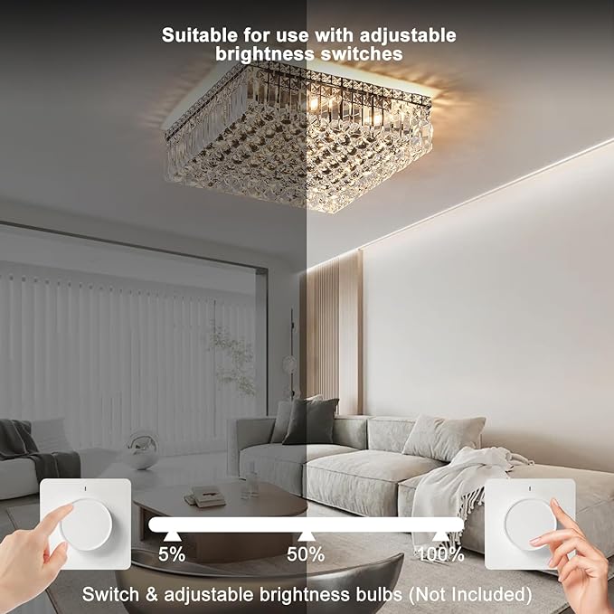 12-Lights Black Crystal Flush Mount Ceiling Light Fixtures, Elegant Crystal - Image 5