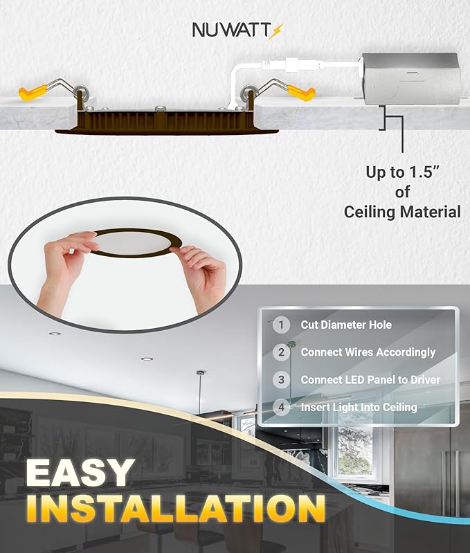 NUWATT 6 Pack 4 Inch Ultra-Thin Bronze LED Recessed Lighting, 5CCT - Image 8