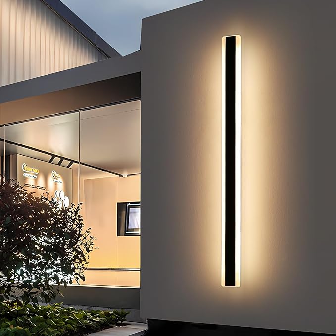 Modern Long Outdoor Wall Light, 71inch Black Exterior LED Wall Sconce, IP65 by Daoseolo