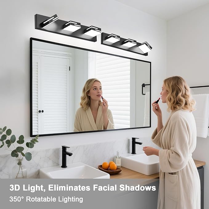 LED Modern Bathroom Vanity Light Fixtures, 3-Light 22-inch Dimmable Matte Black - Image 6