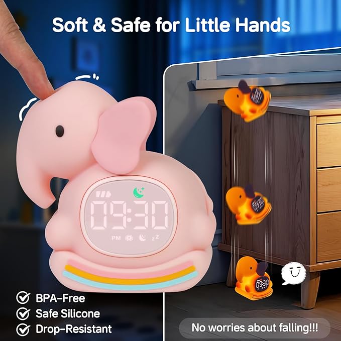 Alarm Clock for Kids with Night Light, Sleep Training Clock Time to Wake Clock - Image 7
