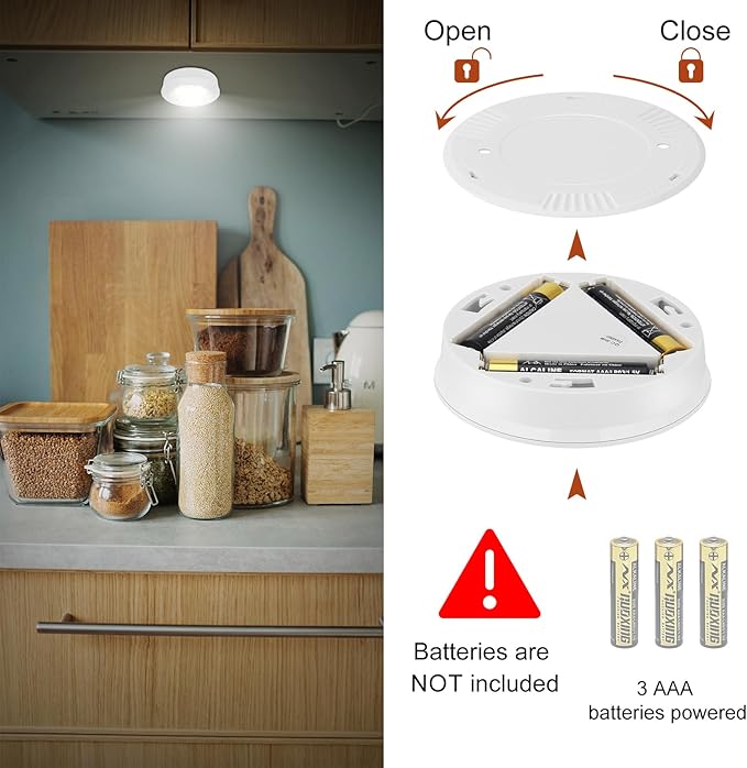 LUXSWAY Puck Lights, LED Tap Light Battery Operated, Stick On, Mini Night Touch - Image 2