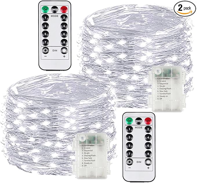 2 Pack 100LED Battery Operated Fairy Lights by BOSSERN