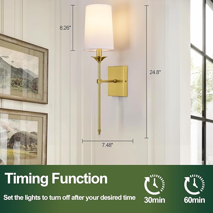 TERLEENART Battery Operated Wall Sconce Set of 2, Cordless Rechargeable Wall - Image 5