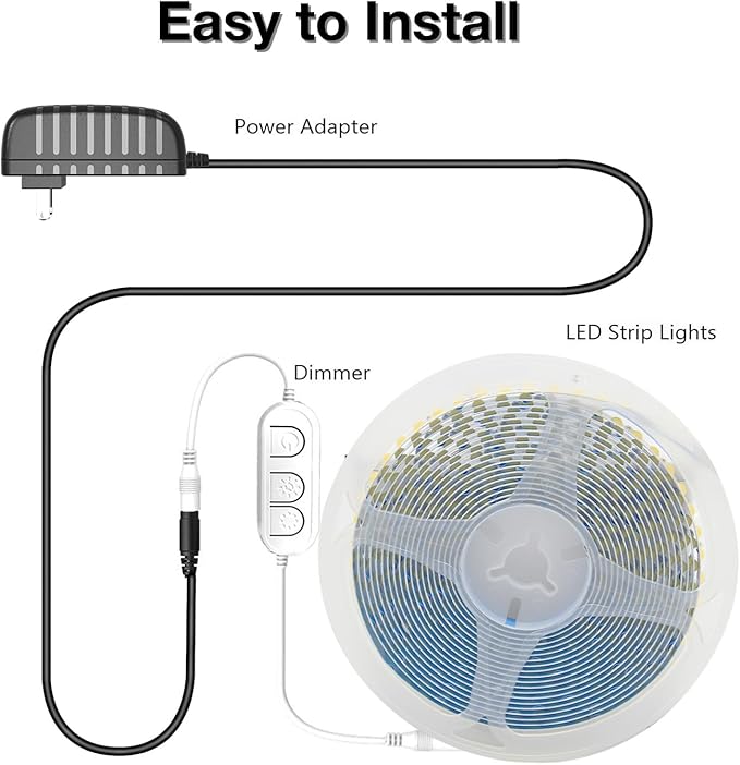 phopollo White COB LED Strip Lights, 20ft Dimmable 6500k Daylight White Led - Image 6