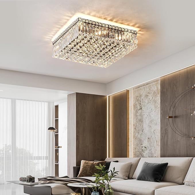 12-Lights Black Crystal Flush Mount Ceiling Light Fixtures, Elegant Crystal - Image 6