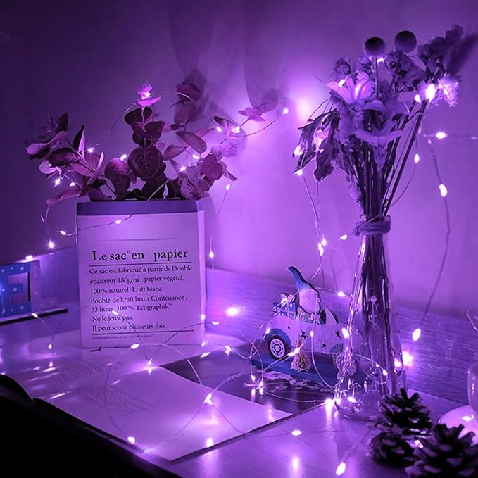 100 Pack Purple Fairy Lights 7Ft 20 LED Twinkle String Lights 3 Modes Battery - Image 5
