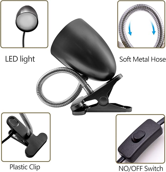 Clip on Light for Bed, Non-Dimmable Clip on Reading Light for Bed, 4000K Cool - Image 4