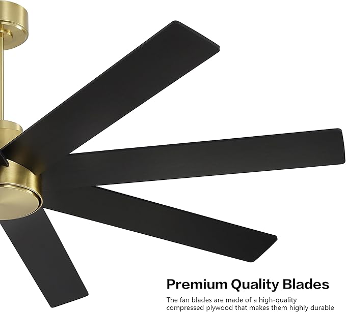 WINGBO 72" Large DC Ceiling Fans without Lights, 3 Downrods, 8 Plywood Blades - Image 6