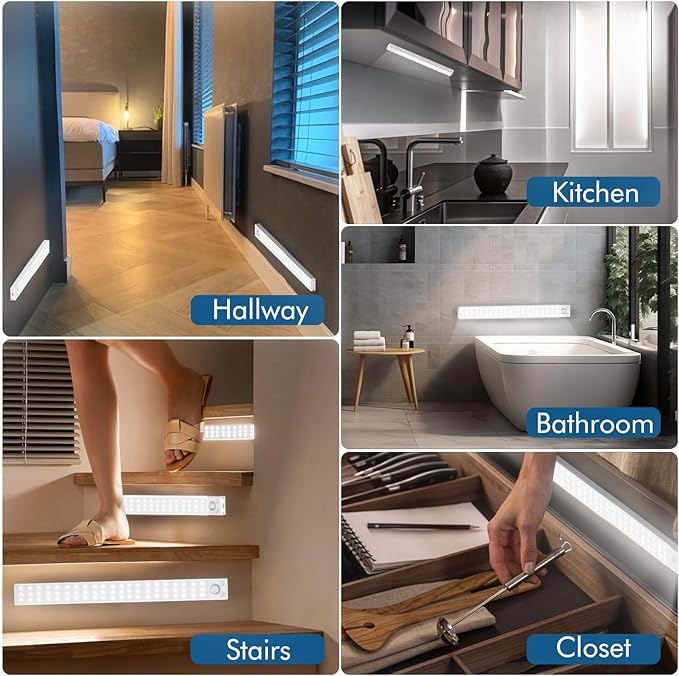 Under Cabinet Lights 14.5 Inch, Under Cabinet Lighting 63LEDS 2500mAh, Motion - Image 7