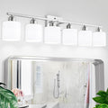 Brushed Nickel Vanity Light for Large Mirror, 6 Light Bathroom Lighting by FAISHILAN