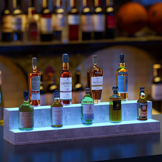 LED Lighted Liquor Bottle Display Shelf, 38 Inch Bar Display Shelf, DIY by Cubehom