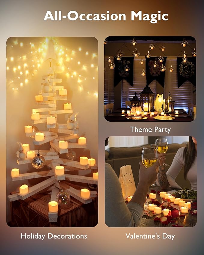 Homemory 48-Pack Novelty Flickering Flameless Tea Lights Candles, 200+Hours - Image 6