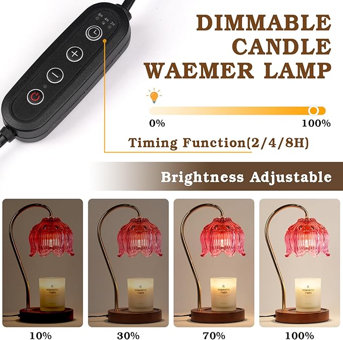 Pink Candle Warmer Lamp with Timer, Dimmable Candle Lamp Warmer, Birthday Gift - Image 6