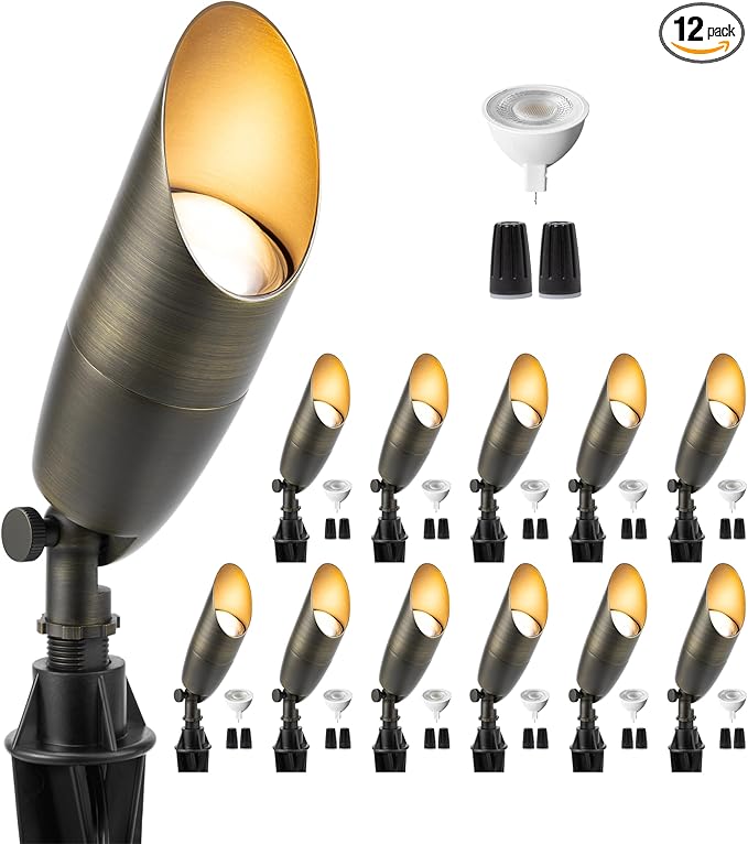 Gardenreet Outdoor Cast Brass Spot Flood Light - 12V LED Accent Uplighting by Gardenreet