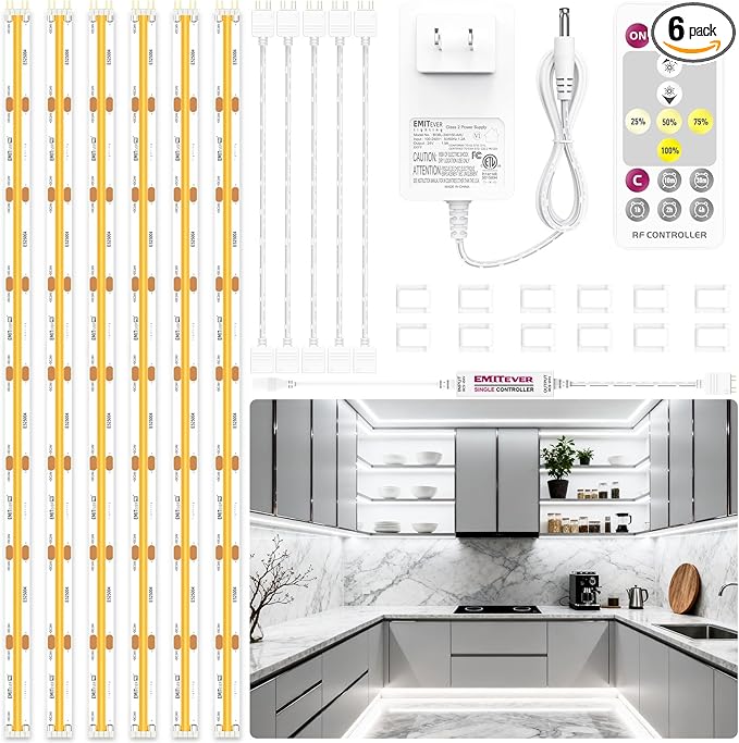 EMITEVER Under Cabinet Lighting kit, UL Listed Dimmable Led Lights Strip by EMITEVER