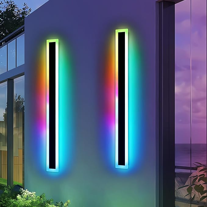 Widened 2 Pack Modern Exterior Lighting Fixtures, 57inch RGB Dimmable Outdoor - Image 6