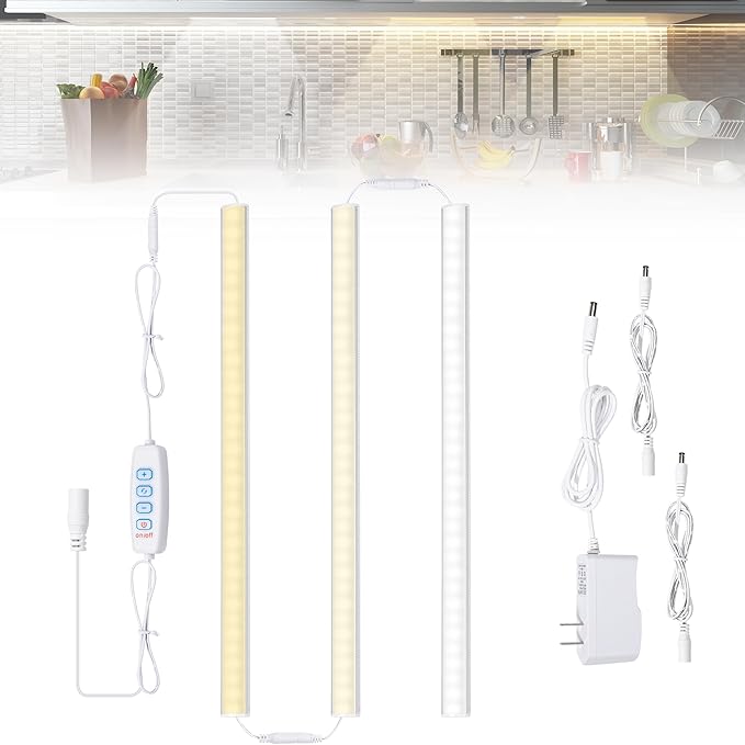 JUSJUBR Under Cabinet Lighting Plug in, Dimmable Led Under Cabinet Lights by Jusjubr