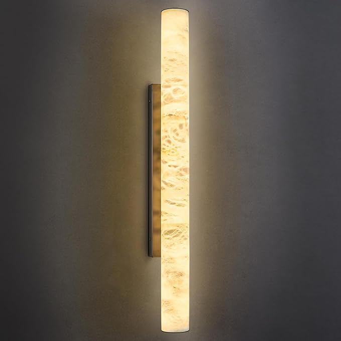 LMQNINE Natural Alabaster Wall Sconces Spanish Marble Wall Light Cylinder by LMQNINE