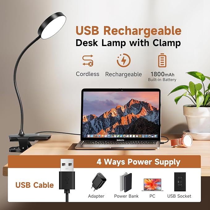 Mubarek Clip on Lamp, 5 Brightness+5 Color Clip on Light, 200LM 36 LED Reading - Image 5