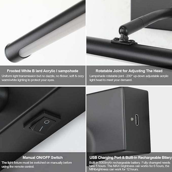 Picture Light for Wall Battery Operated, 3 Color Temps, Wireless Wall Light for - Image 5