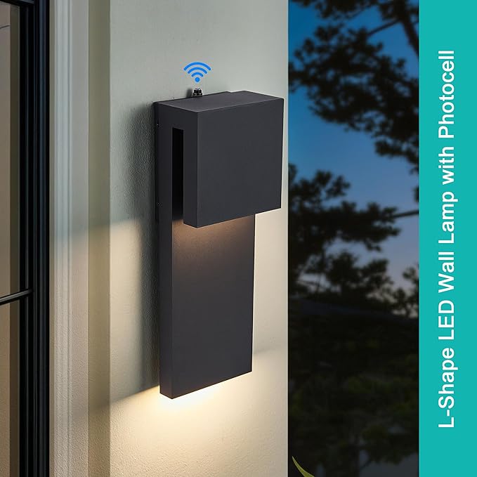 Dusk to Dawn Outdoor Wall Lights 2 Packs, Modern Minimalist Outdoor Fixture - Image 3