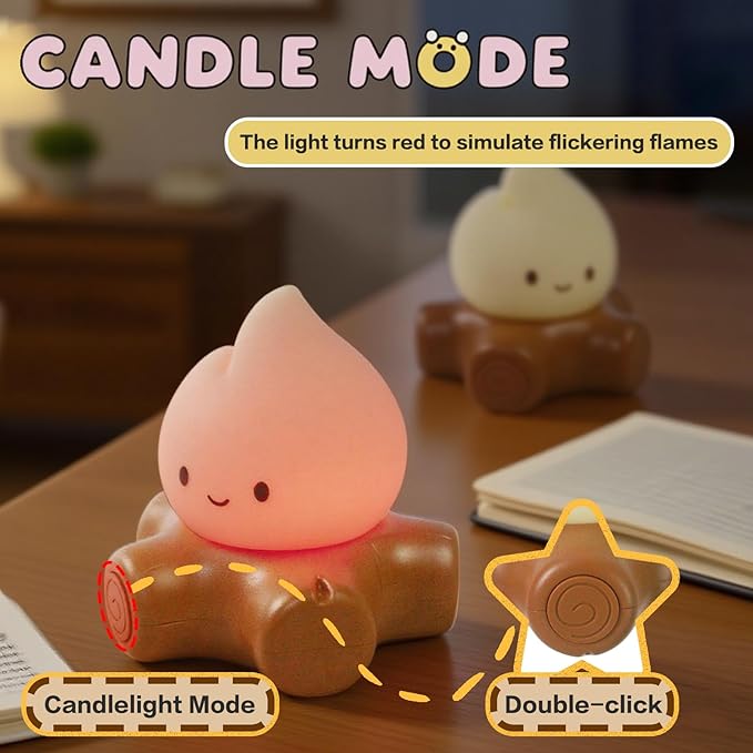 Cute Fake Campfire Lamp, Rechargeable Night Light - Image 3
