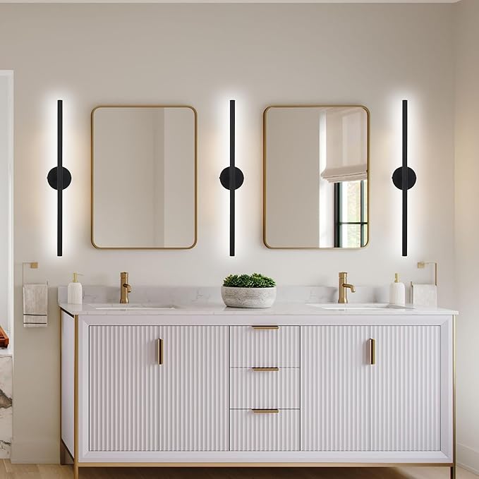 BONLICHT 30 Inch LED Modern Black Bathroom Vanity Light Fixtures Over Mirror - Image 2