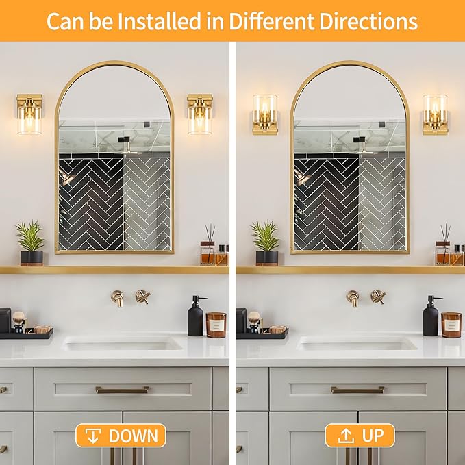 1 Light Modern Bathroom Light Fixtures Over Mirror, Brass Finish Vanity Lights - Image 4