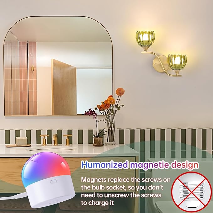 Battery Operated Wall Sconce, 2-Lights Vinatge Brass Wall Lighting - Image 6
