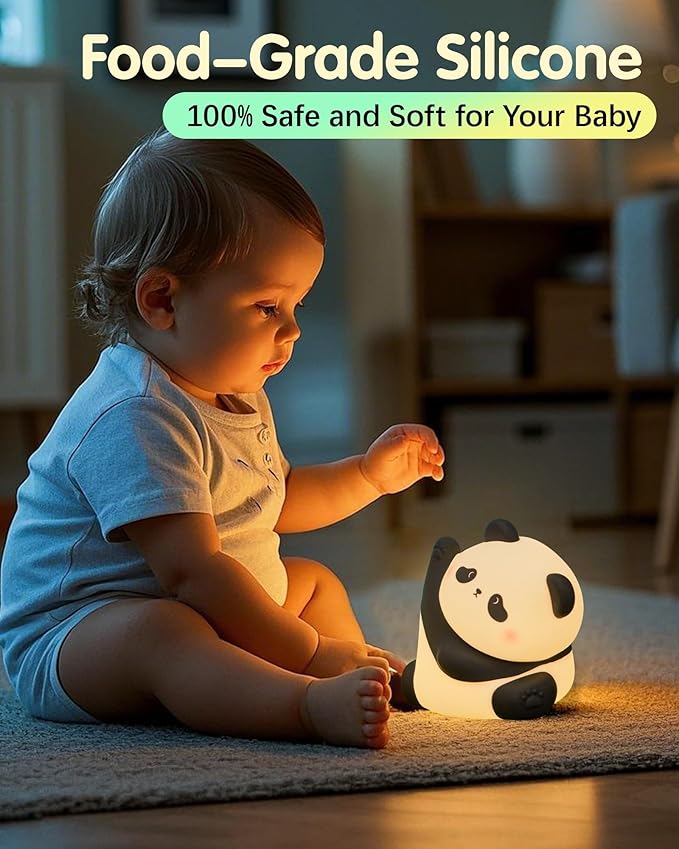 Panda Night Light, Rechargeable 3 Level Dimmable LED Squishy Nursery Nightlight - Image 5
