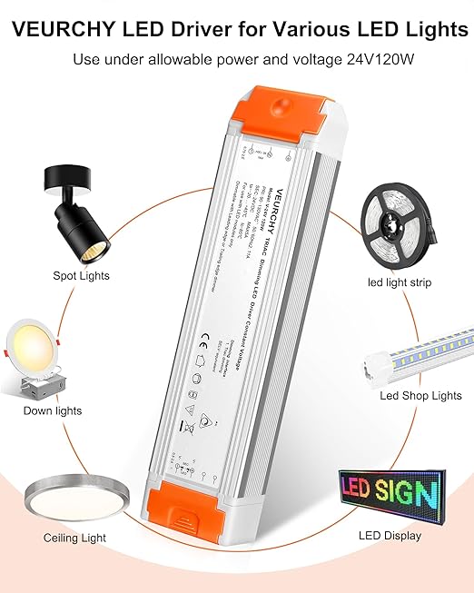 24V Dimmable LED Driver 120W AC 120V to DC 24 Volt Dimmable Lighting Low - Image 7