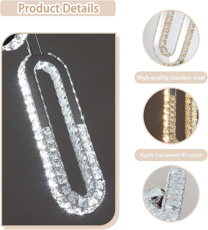 Modern Crystal Chandelier Adjustable 8 Rings Chandelier - Image 3