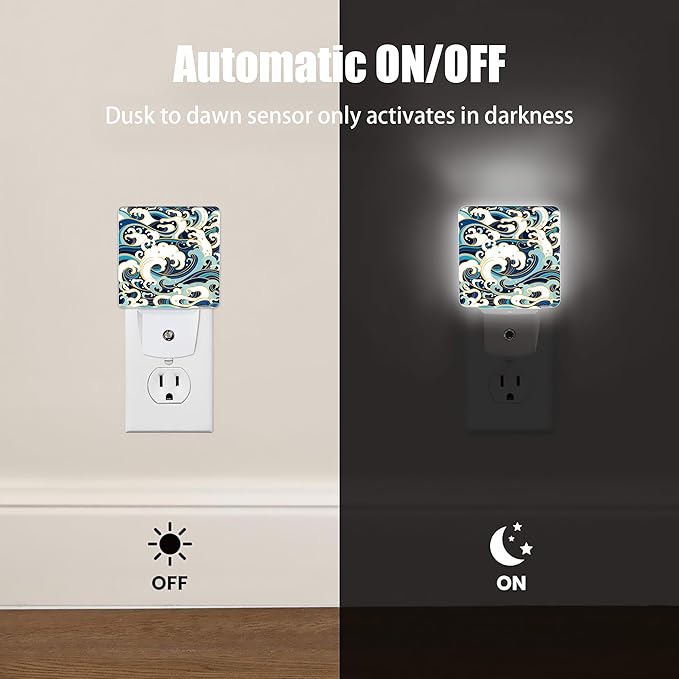 Vintage Sea Waves Dusk to Dawn Night Light, Auto Sensor Lamp Home Indoor - Image 3