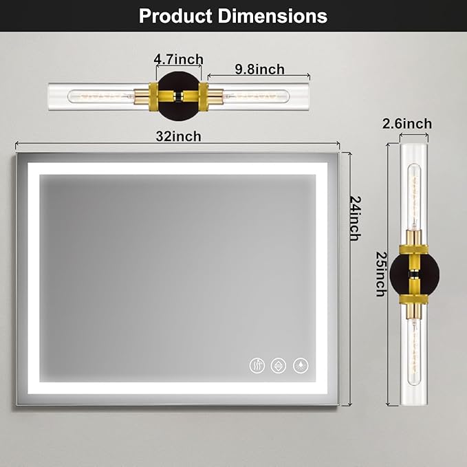 LaLuLa 2-Pack Black and Gold Bathroom Vanity Light Fixtures – Modern 2-Light - Image 7