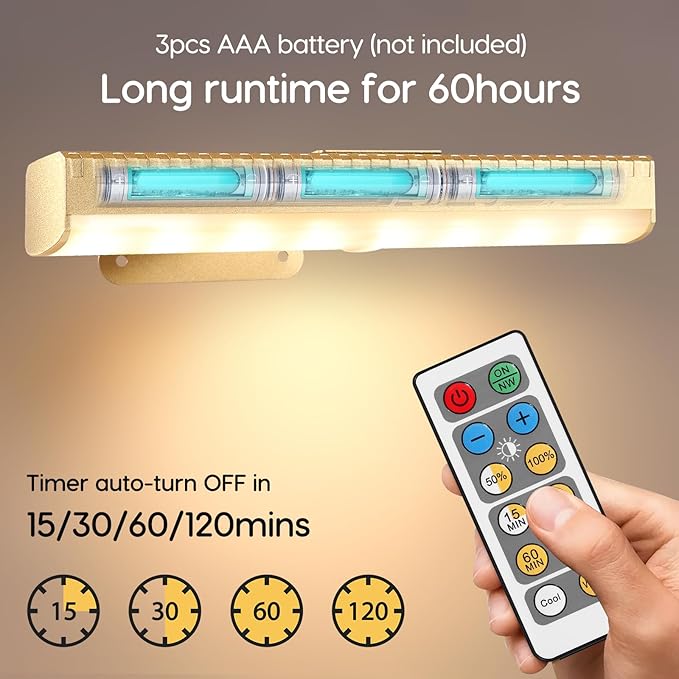 2Pcs Picture Light for Wall Dimmable, Remote Painting Light - Image 6