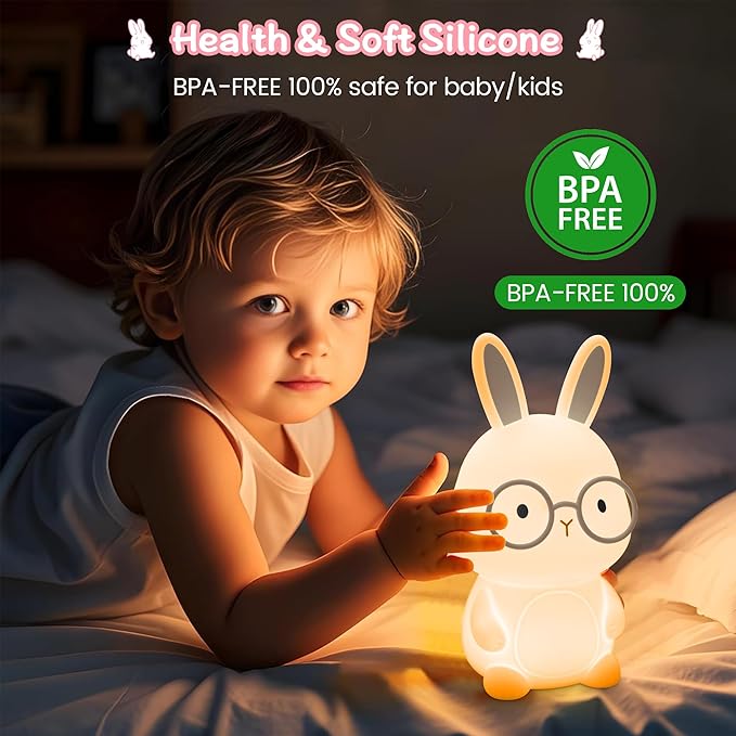 Bunny Night Light, Rabbit Lamp for Kids, Rechargeable Nursery Nightlight - Image 5