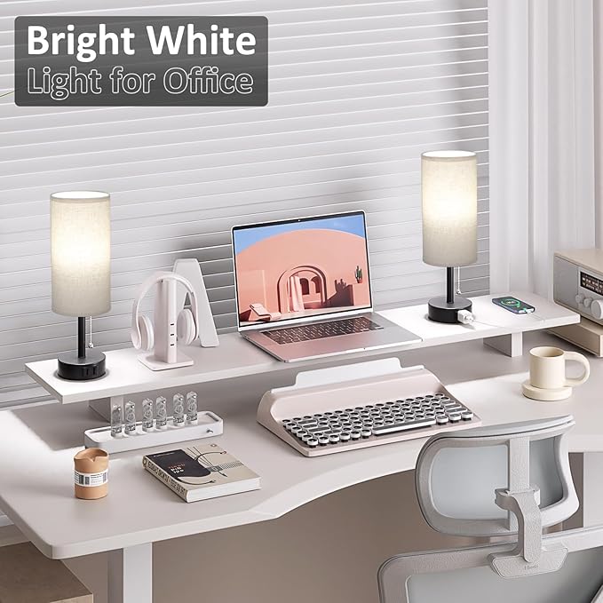 Fenmzee Bedside Table Lamps Set of 2-3 Color Temperatures Pull Chain Lamp - Image 6