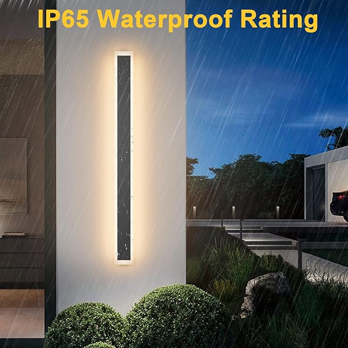 Aipsun 2 Pack Black Outdoor Wall Light 39.4inch Modern LED Exterior Wall Sconce - Image 2