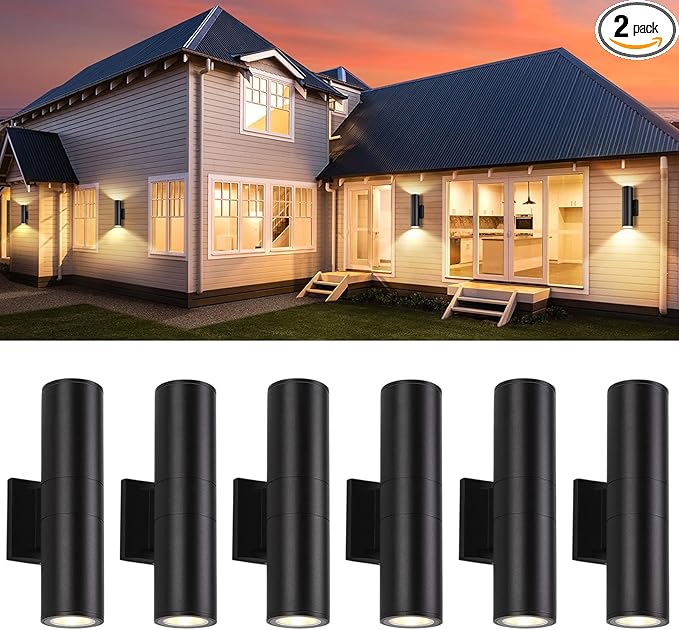 6 Pack 14inch LED Up & Down Wall Lights, 18W E26 4000K Day White 1800LM Outdoor by MUCLUD