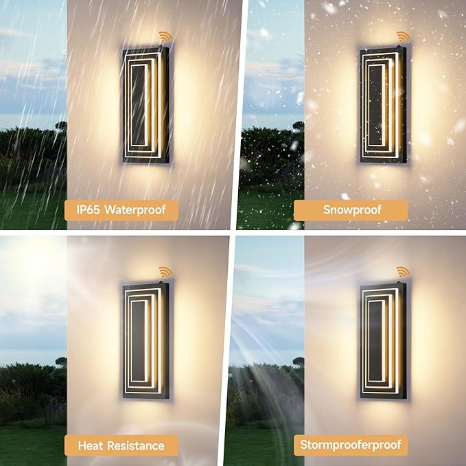 Dusk To Dawn Led Outdoor Wall Light, 3 Tier Modern Exterior Lights - Image 4