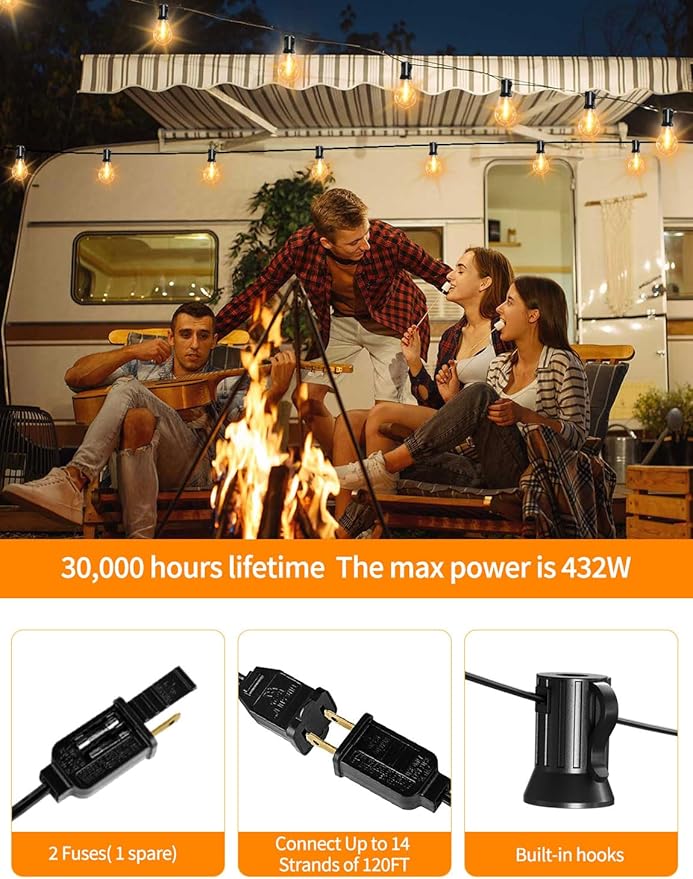 String Lights for Outside 120ft Waterproof - Image 4