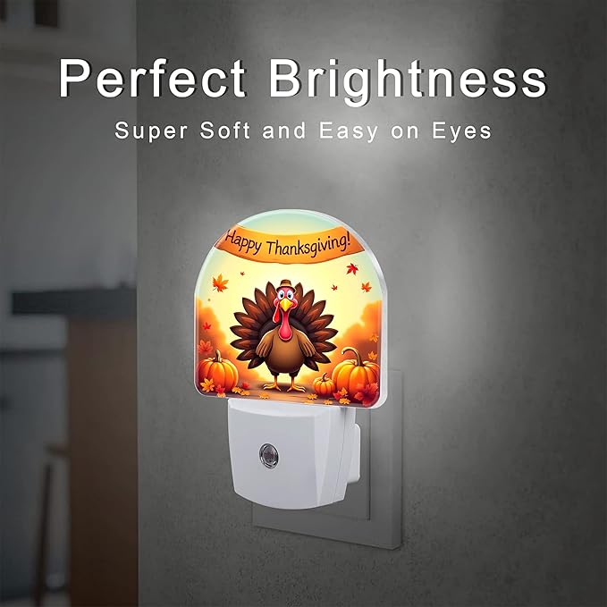 Thanksgiving Turkey Night Light Plug into Wall, Fall Autumn Pumpkins Harvest - Image 2