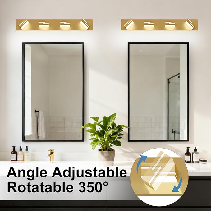 LED Modern Bathroom Vanity Light Fixtures, 4-Light 28-inch Dimmable Gold Vanity - Image 5