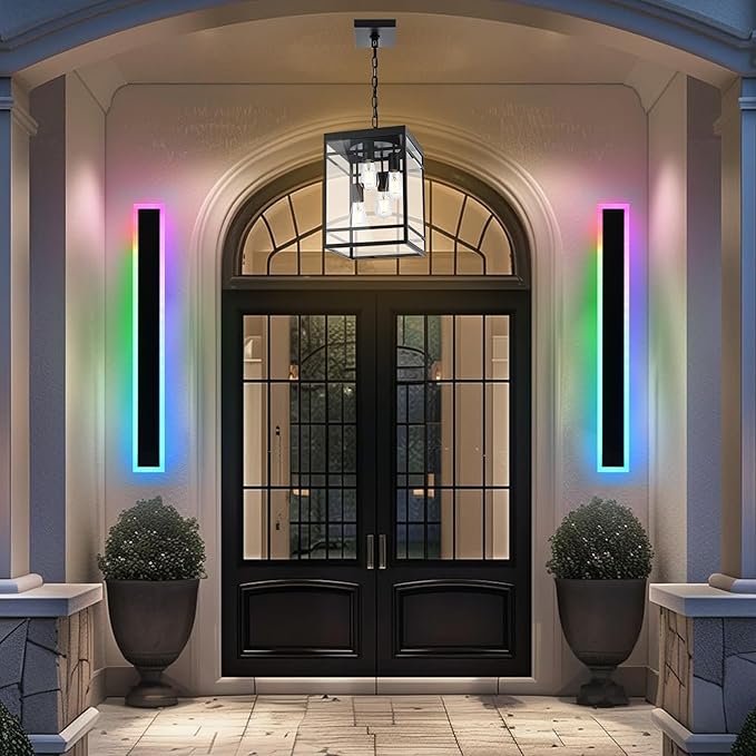 Outdoor LED Wall Lights for House, 2 Pack Long RGB Outdoor Wall Lights - Image 3