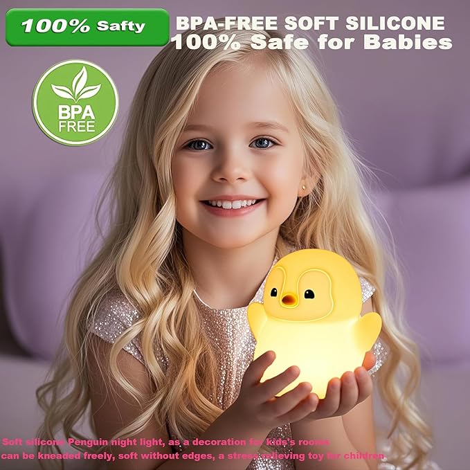 DREAMING MY DREAM Cute Penguin Night Light, LED Squishy Novelty Penguin Lamp - Image 3